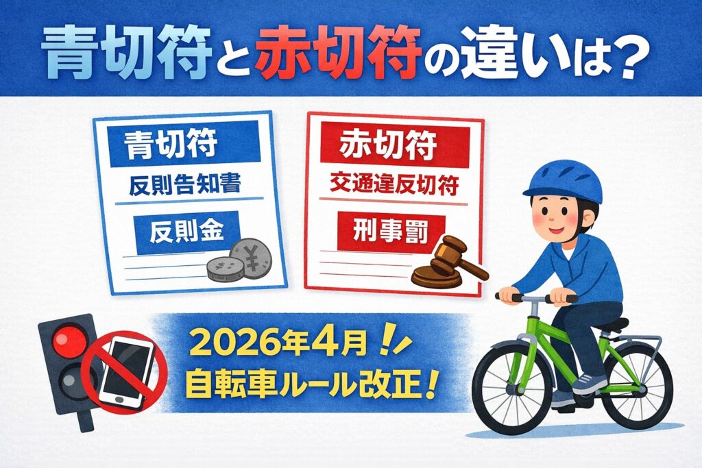 交通違反の青切符と赤切符の違いとは?2026年4月に自転車ルール改正 | たいまつ行政書士事務所/高崎市の元ホテルマンの行政書士ブログ ...