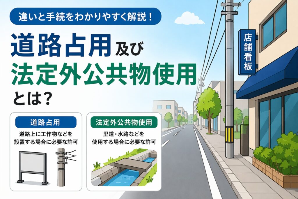 道路占用と法定外公共物使用とは?違いと手続をわかりやすく解説